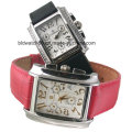 Fashion Square Case Amante Couple Watch em tom de ouro